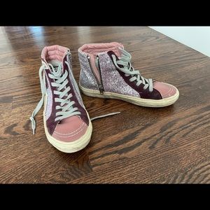 golden goose women’s glitter and leather sneakers